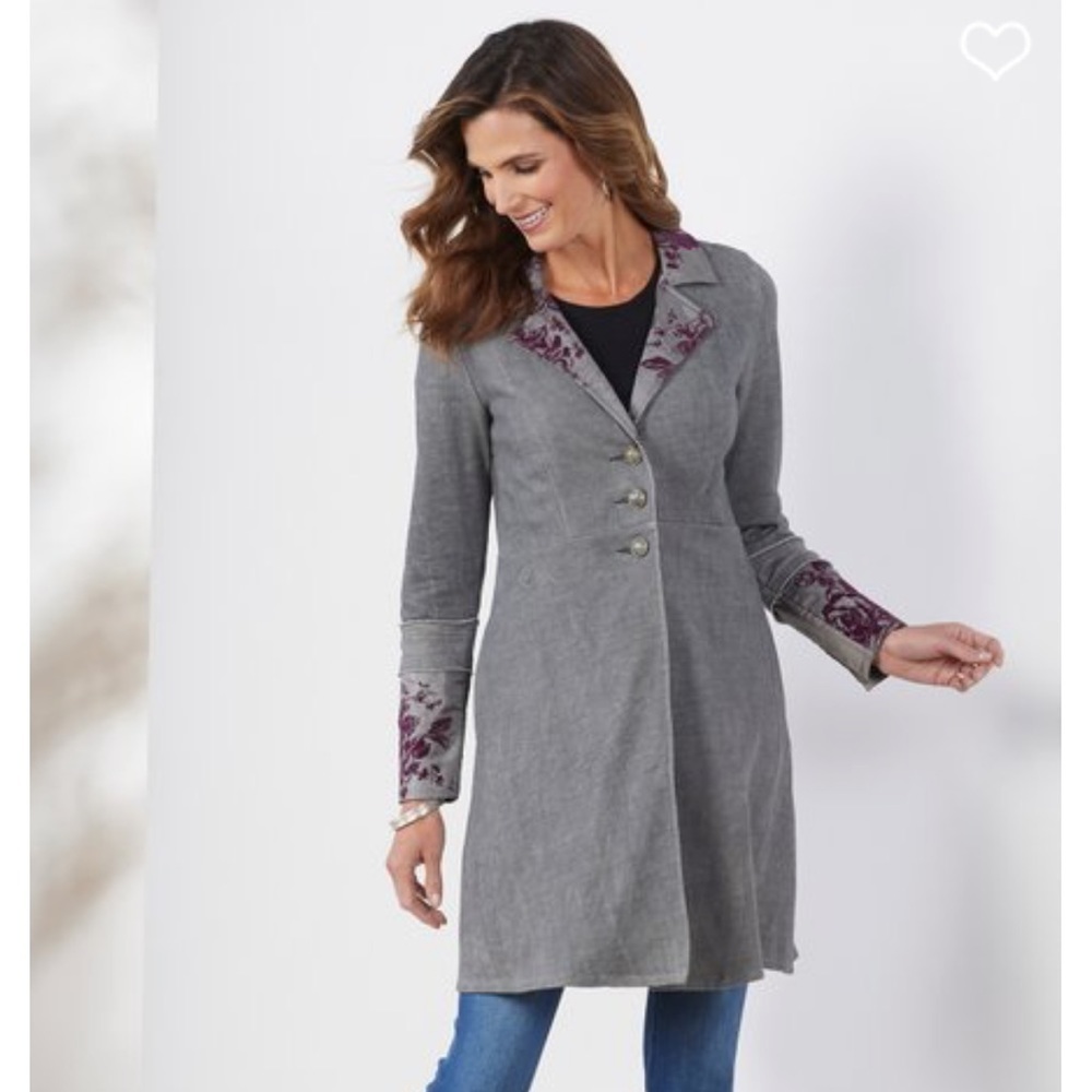 🎉🎉🎉Soft Surroundings Grandeur Jacket in Vintage Grey